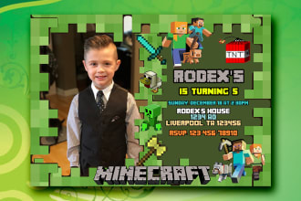 design minecraft surprise birthday party invitation
