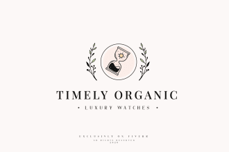 do organic botanical hand drawn logo for your brand