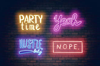 create design neon light logo and text 2 day