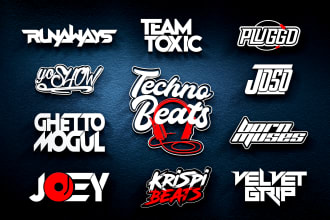 create text style custom dj, band, rap, music edm studio record modern logo