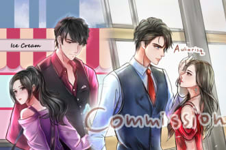 draw a manhwa or manhua korean anime style illustration