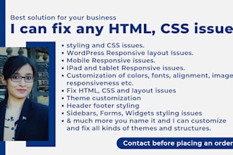 fix HTML, CSS and responsive layout issues on wordpres