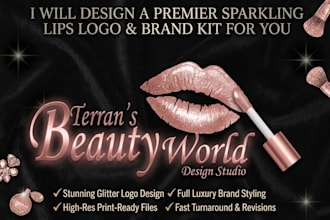 design a luxury glitter cosmetics, beauty, and boutique business logo