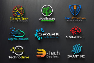 do modern tech, app, saas software, cyber security, and startup logo