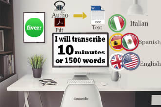transcribe 10 minutes of audio or video or 1500 words