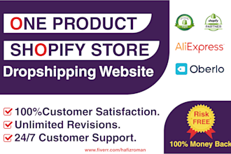branded one product shopify store dropshipping website or online store website