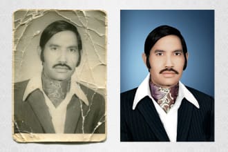 restore repair colorize and fix old and damaged photo image
