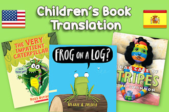 translate english to spanish, children book, kids, ebook