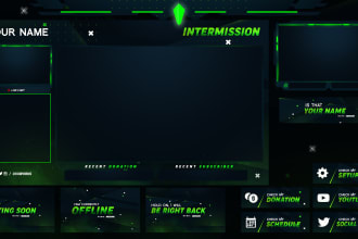 design a custom and pro twitch overlay and stream package