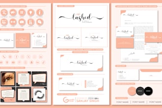do pretty eyelashes, hair extensions, and the feminine logo with a branding kit