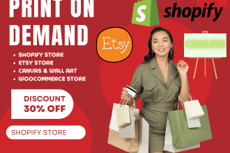 design print on demand shopify dropshipping store,etsy private label store web