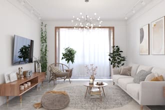 create a interior 3d model and render
