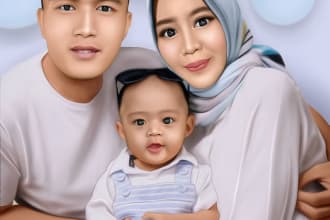 draw realistic cartoon portrait of your family