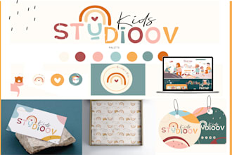create a modern kids logo and social media and branding kit