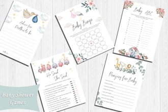 design cute and modern baby shower games
