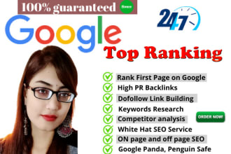 provide google top ranking with white hat SEO
