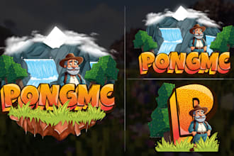 create cartoon minecraft server logo or icon