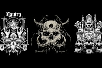 draw black and white brutal dark art for cover or t shirt