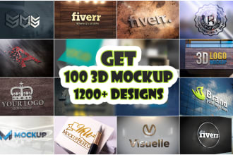 put your logo or text on 100 photorealistic 3d mockups