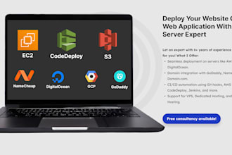 set up the server and deploy your website on AWS, google cloud, digitalocean
