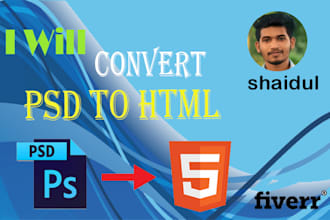 convert responsive website design,  xd, ai, psd to html