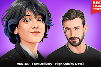 draw your photo into a realistic vector portrait in 24 hours