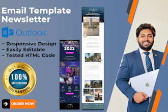 develop editable outlook email template or newsletter