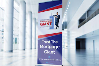 design banner, rollup banner, and poster advertisement