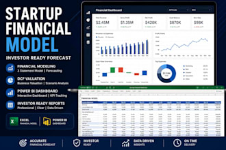 do startup financial model and a power bi dashboard
