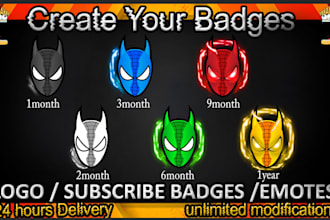 make 6 twitch, discord , kick sub badge and emotes for subscribers