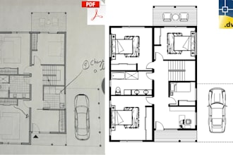 convert PDF, sketch to detailed autocad, cad, blueprint