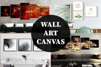 create realistic canvas wall art products tshirt mockup