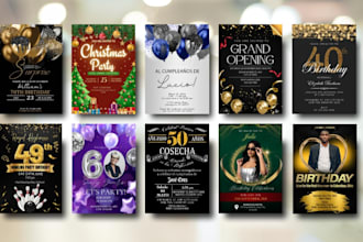 design birthday invite, wedding invitation, greeting card, holiday party invite