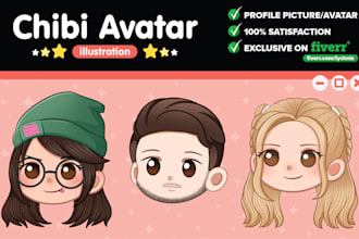 draw cute chibi anime avatar your profile picture twitch youtube discord stream