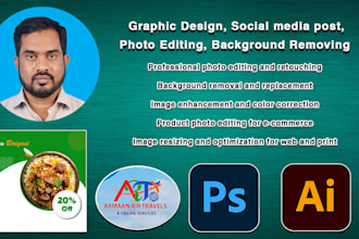 design social media post, photo editing, background removing