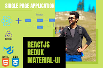 create single page application using reactjs, redux, material design, bootstrap