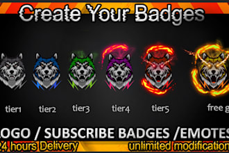 design 6 twitch sub badges or 6 sub emotes in just 10 dollar