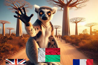translate text in one of these languages malagasy, french, and english