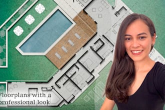 render your architectural plans and drawings in photoshop