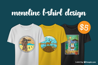 make custom retro monoline logo and t shirt design