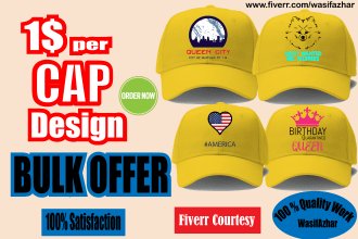 design bulk typographic caps or hats design