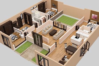 create a realistic 3d floor plan