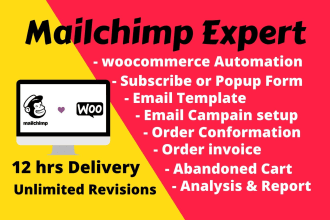 do email automation and campaign setup for mailchimp with templete design