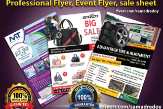 design event flyer, product line sell sale sheet 12hrs