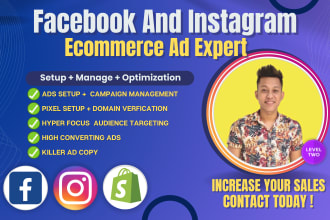 setup and manage ecommerce facebook ads campaign instagram ads shopify meta ads