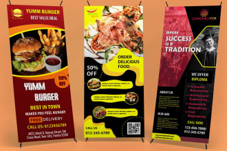 design modern roll up, pull up, retractable banner, and standee