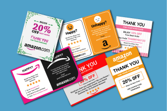 product insert, package insert, amazon thank you card design