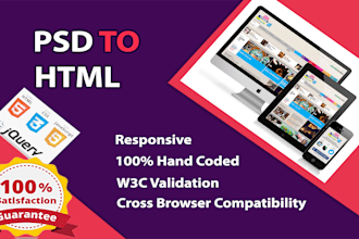 convert psd to html or sketch, pdf to HTML responsive web