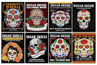 design sugar skulls coloring book cover for adults