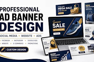 design ad banners for social media, websites and ads
